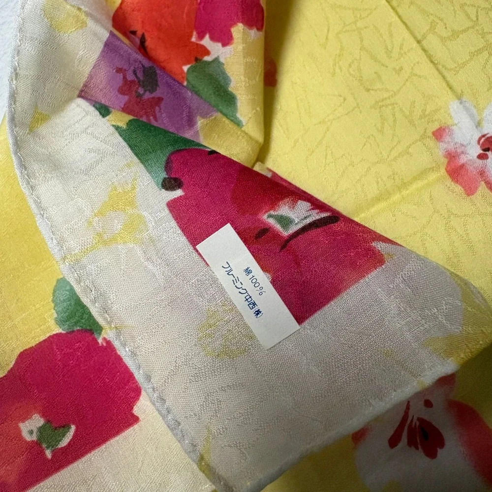 Vtg GIVENCHY Scarf Handkerchief Floral Yellow 18.5